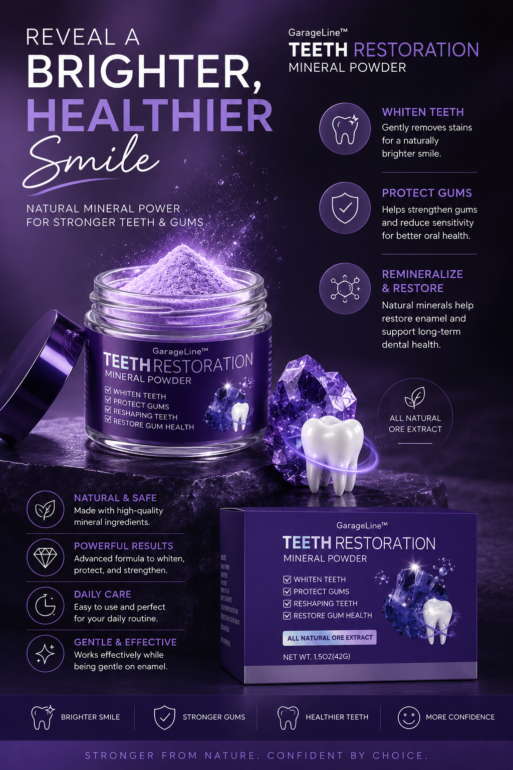 Purple teeth whitening powder