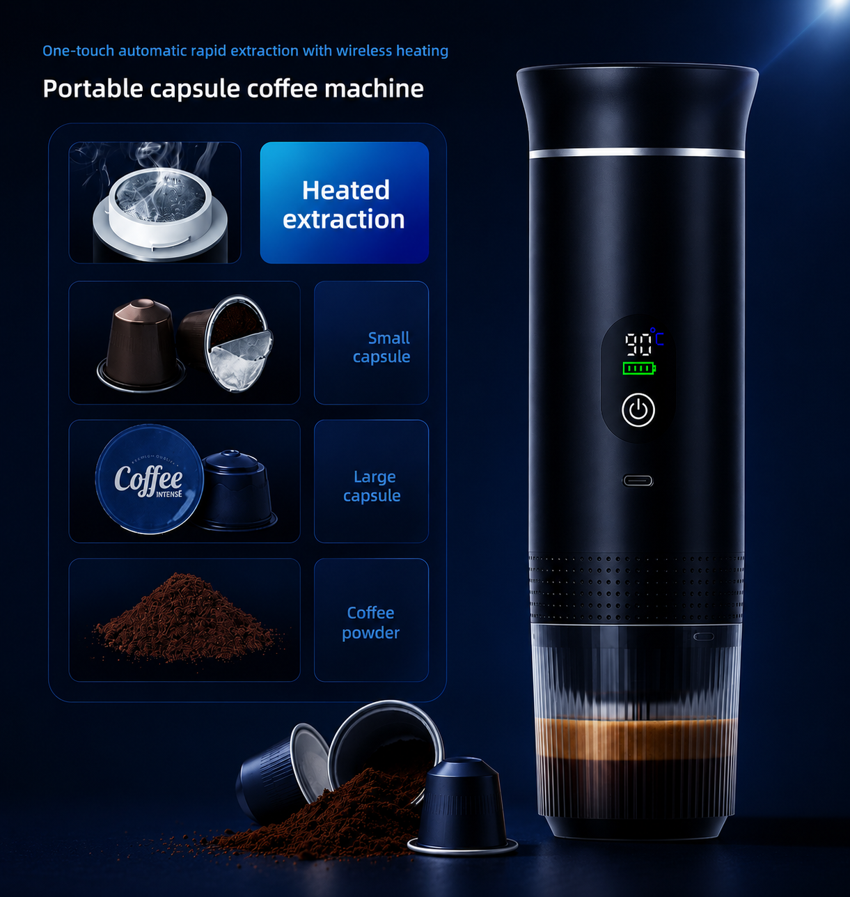 Portable Electric Espresso Coffee Machine with Pump Pressure