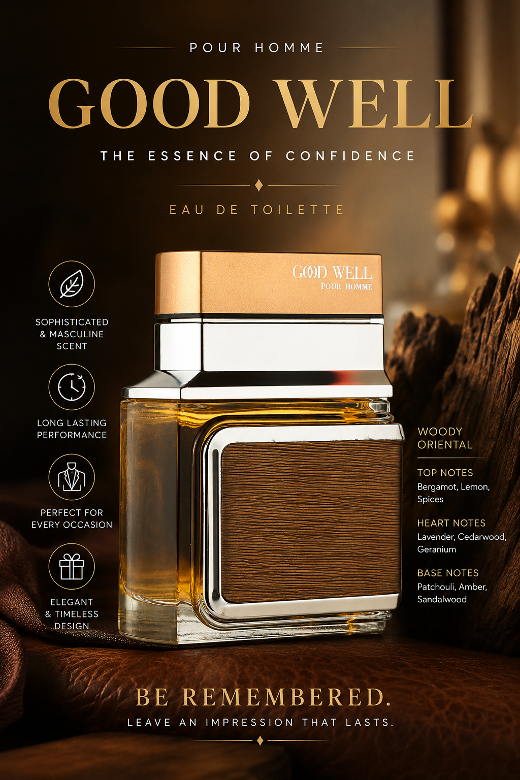 GOOD WELL Luxury Men's Cologne-Fresh Light Scent,100ML